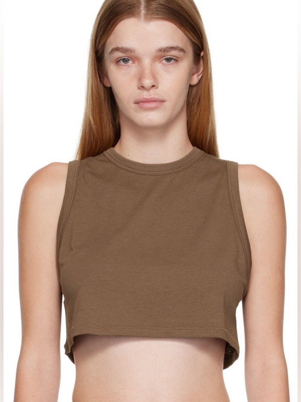 Skims Crop Top Boyfriend Sleep Top Brown Size XL
